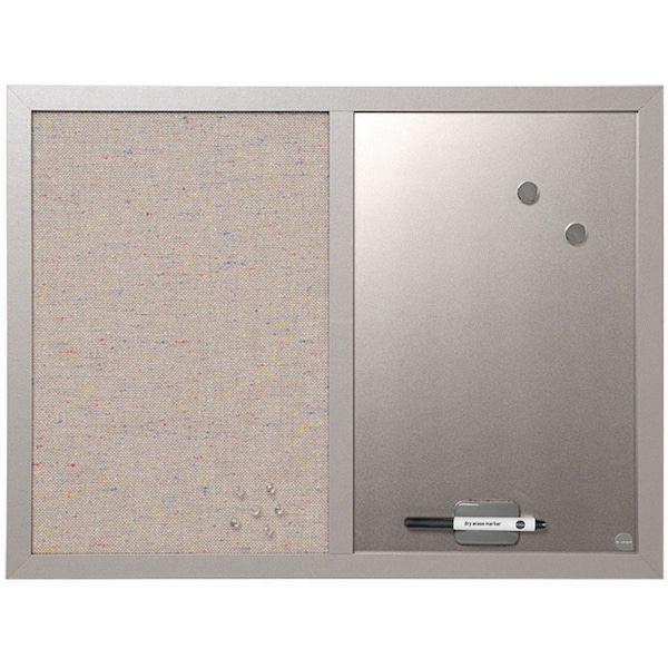 Combination Board, Fabric/Magnetic/Dry-Erase, 24"x18", GY